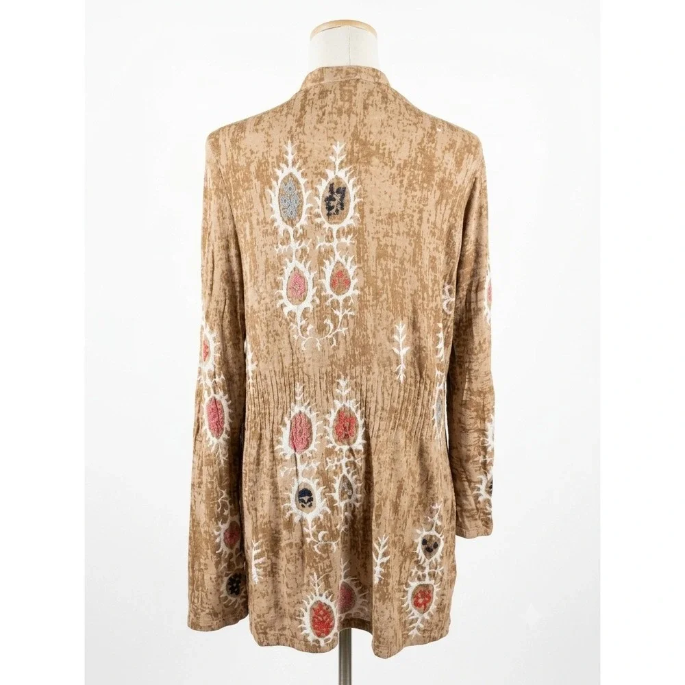 Nic & Zoe Tan Aztec Open Front Cardigan Size Large